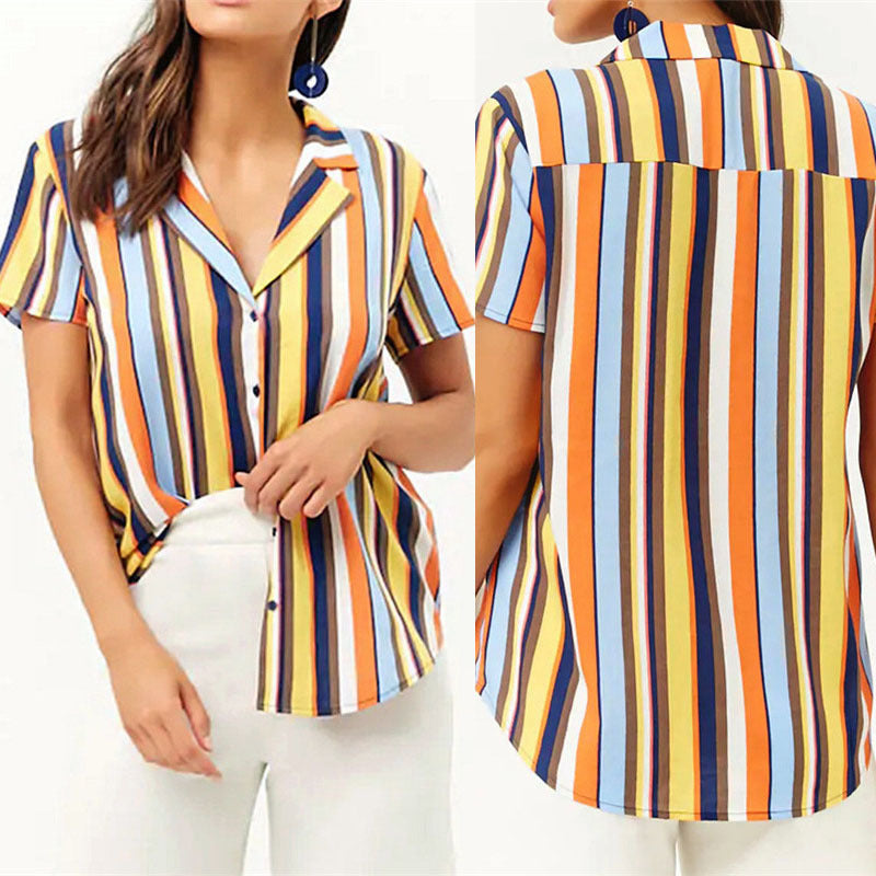 Striped printed short sleeves