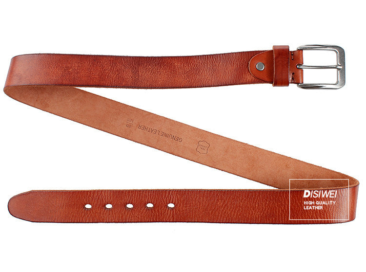 Washed vegetable tanned top layer cowhide belt