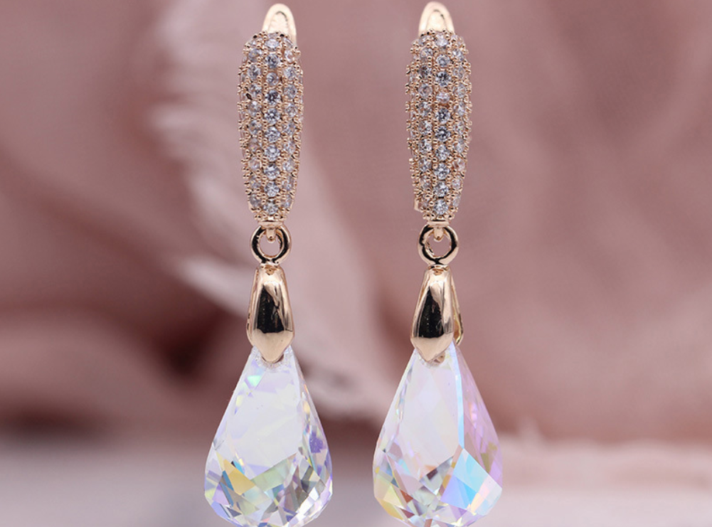 Champagne Austrian crystal earrings women