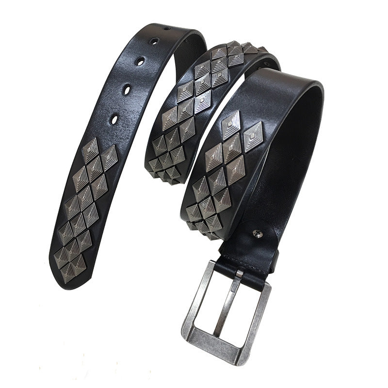 Rivet Alloy Leather Belt For Men And Women