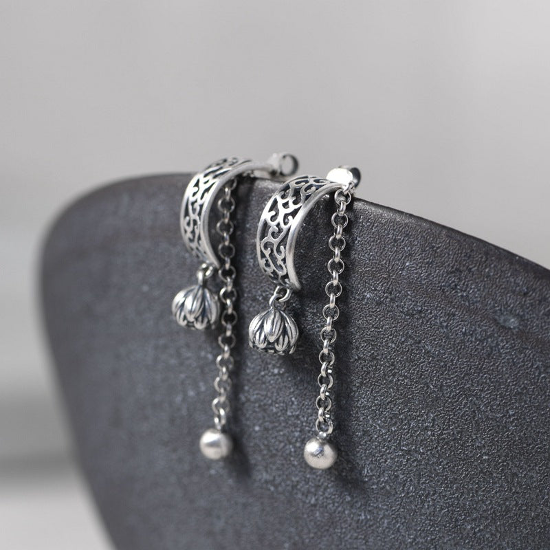 S925 Silver Vintage Matte Thai Silver Earrings