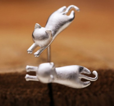 Cute Cat Jewelry Set - Ring - Ear Rings - Necklace