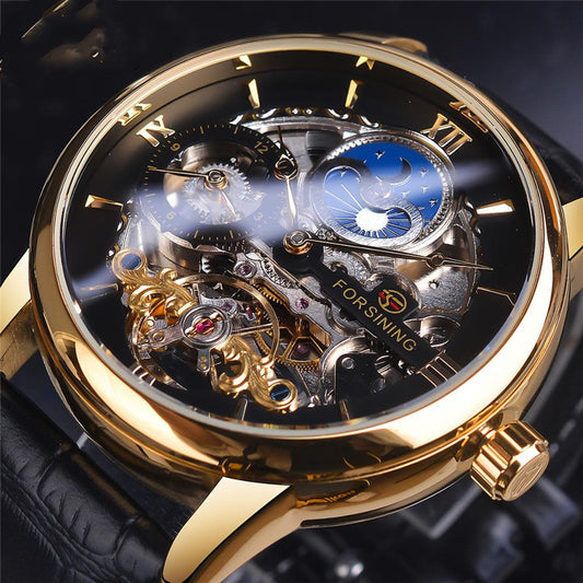 Men's fashion casual hollow mechanical watch