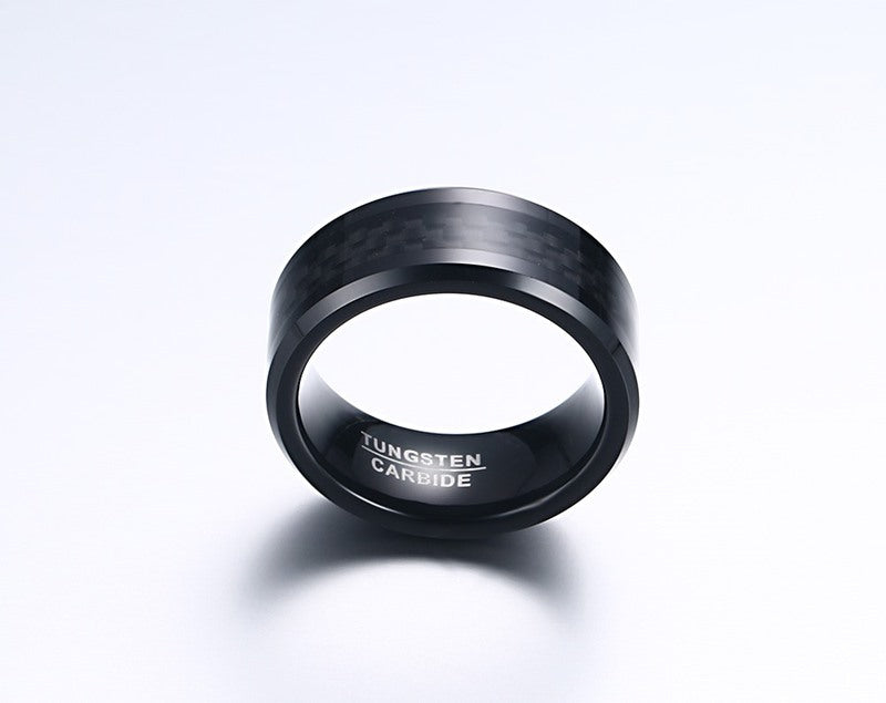 8MM carbon fiber tungsten steel ring black