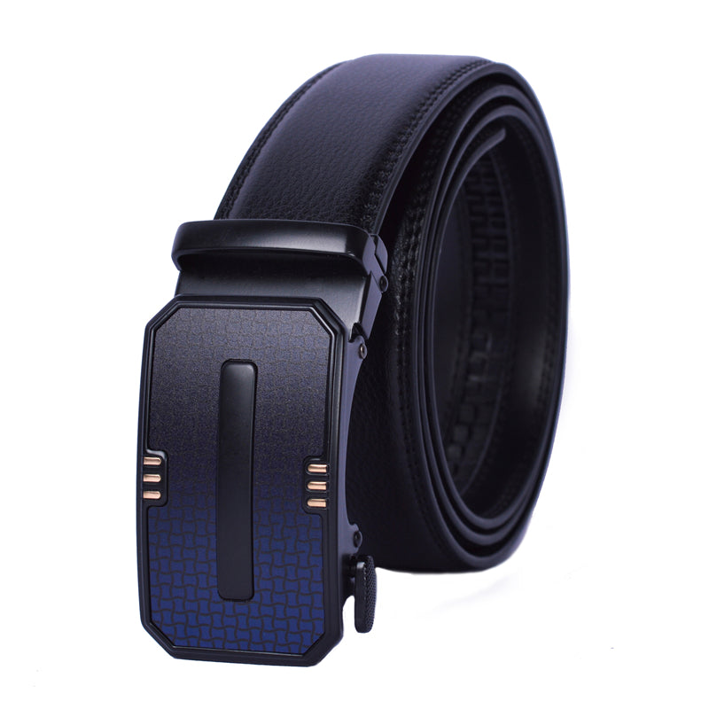 Men's leather alloy automatic buckle belt