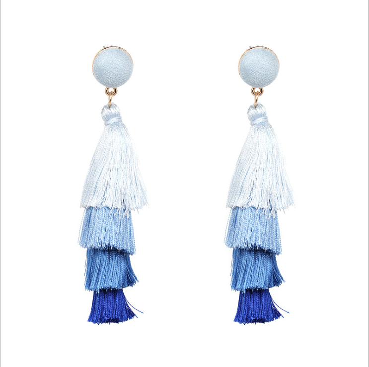 Bohemian multi-layer tassel earrings