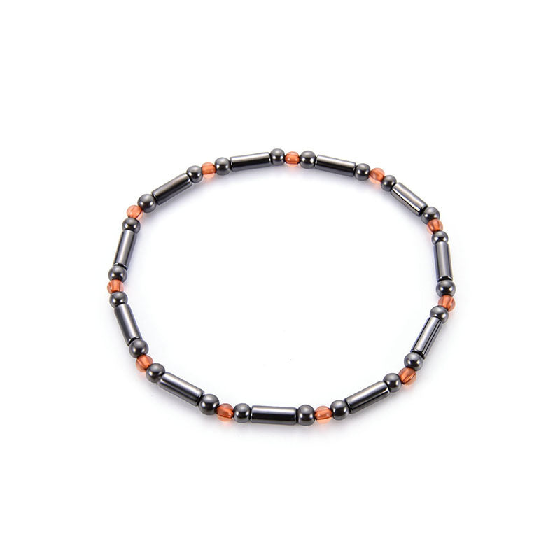 Magnetic Oval Bead Black Magnet Electroplating AB Color Anklet