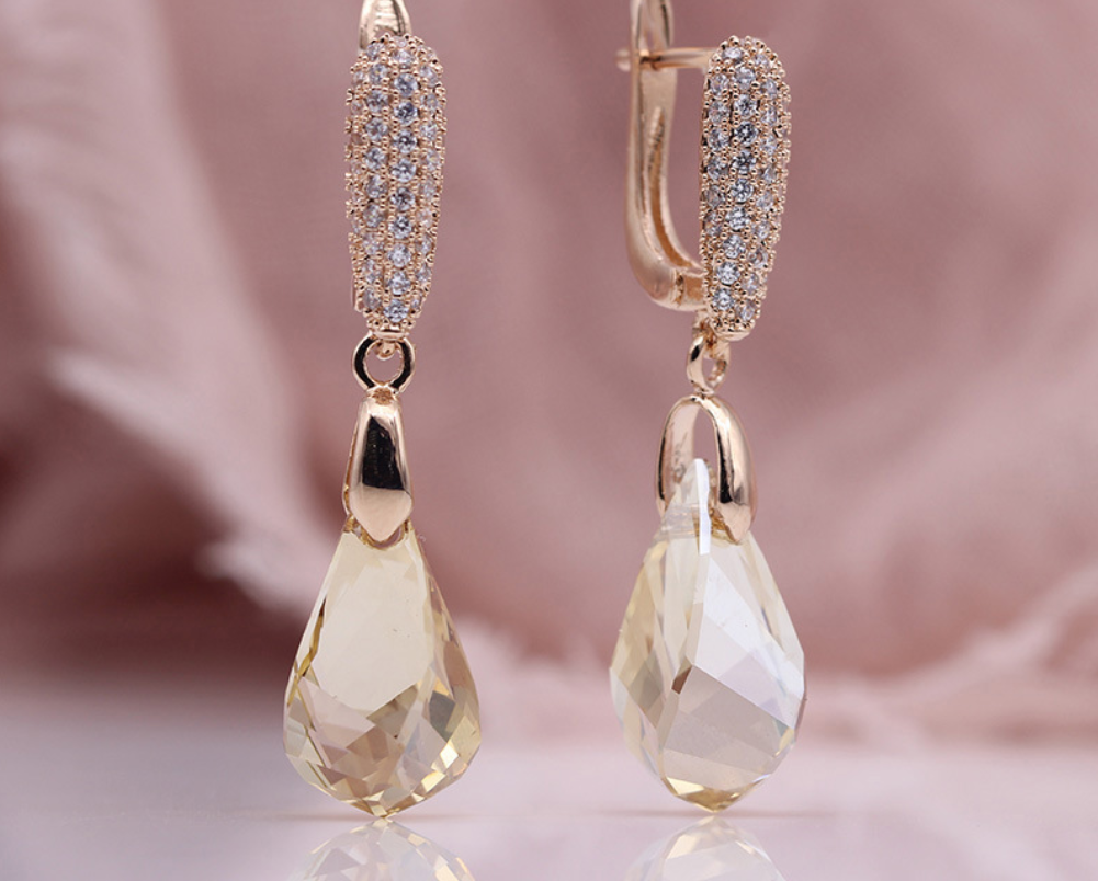 Champagne Austrian crystal earrings women