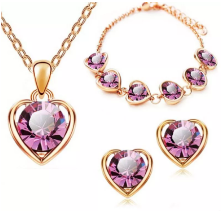 Peach Heart Jewelry Set