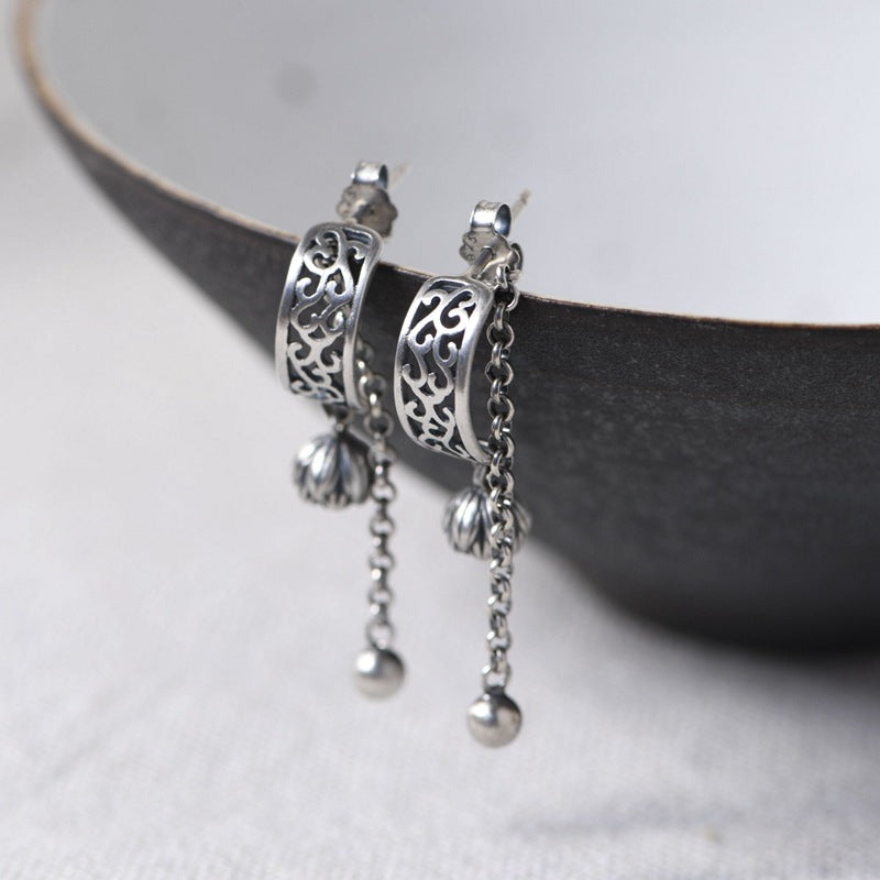 S925 Silver Vintage Matte Thai Silver Earrings