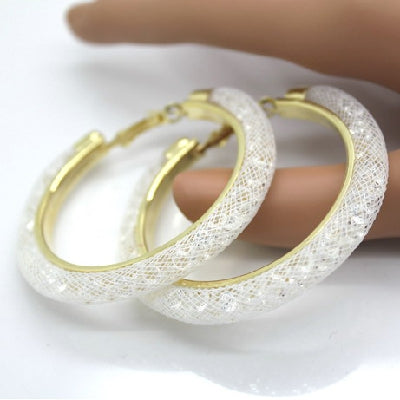 Gold-plated Earrings, Crystal Mesh Chain, Female Earring Jewelry