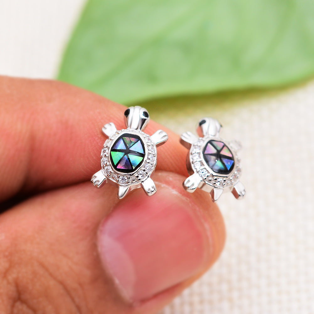 Colorful square turtle earrings