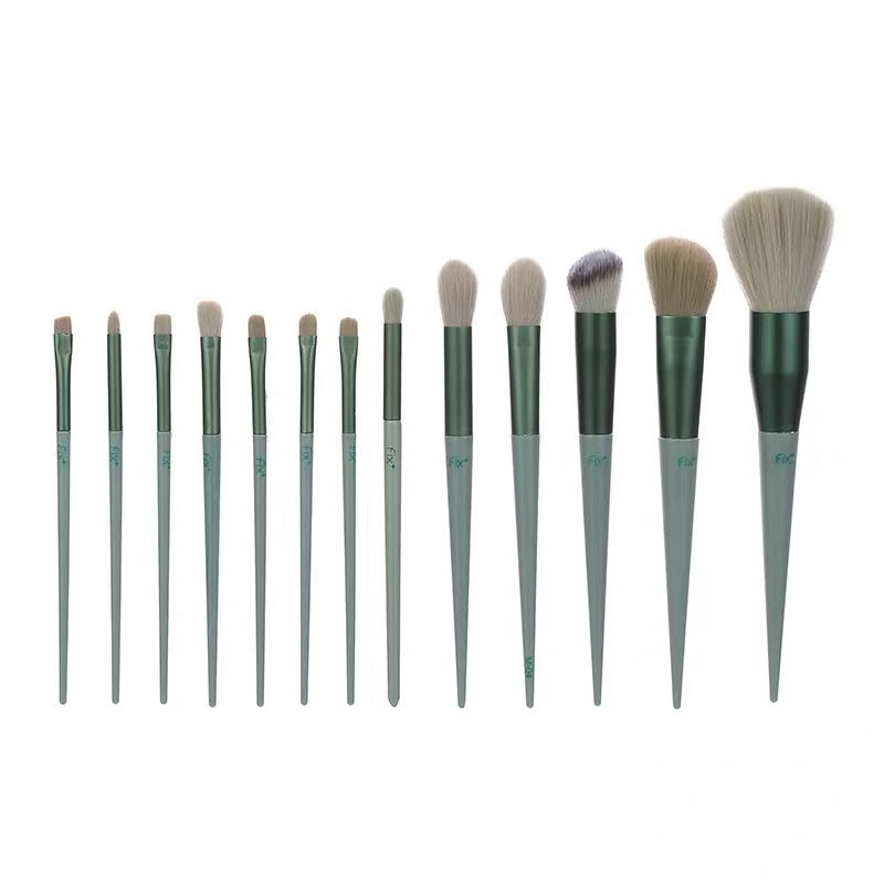 13 PCs Purpleflower Holly Leaf Makeup Brushes Green Beauty Quick-drying Makeup Brush Set