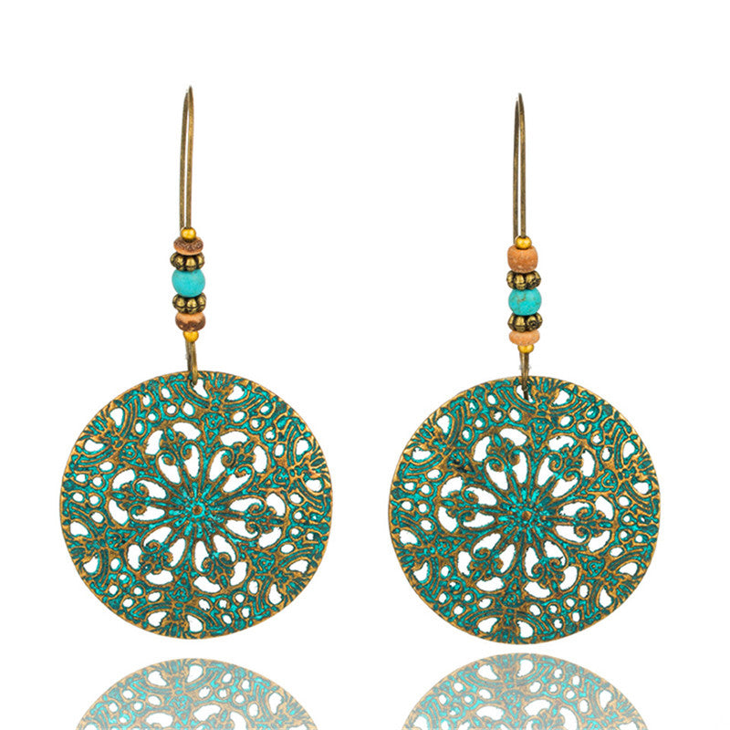 Bohemian round cutout earrings