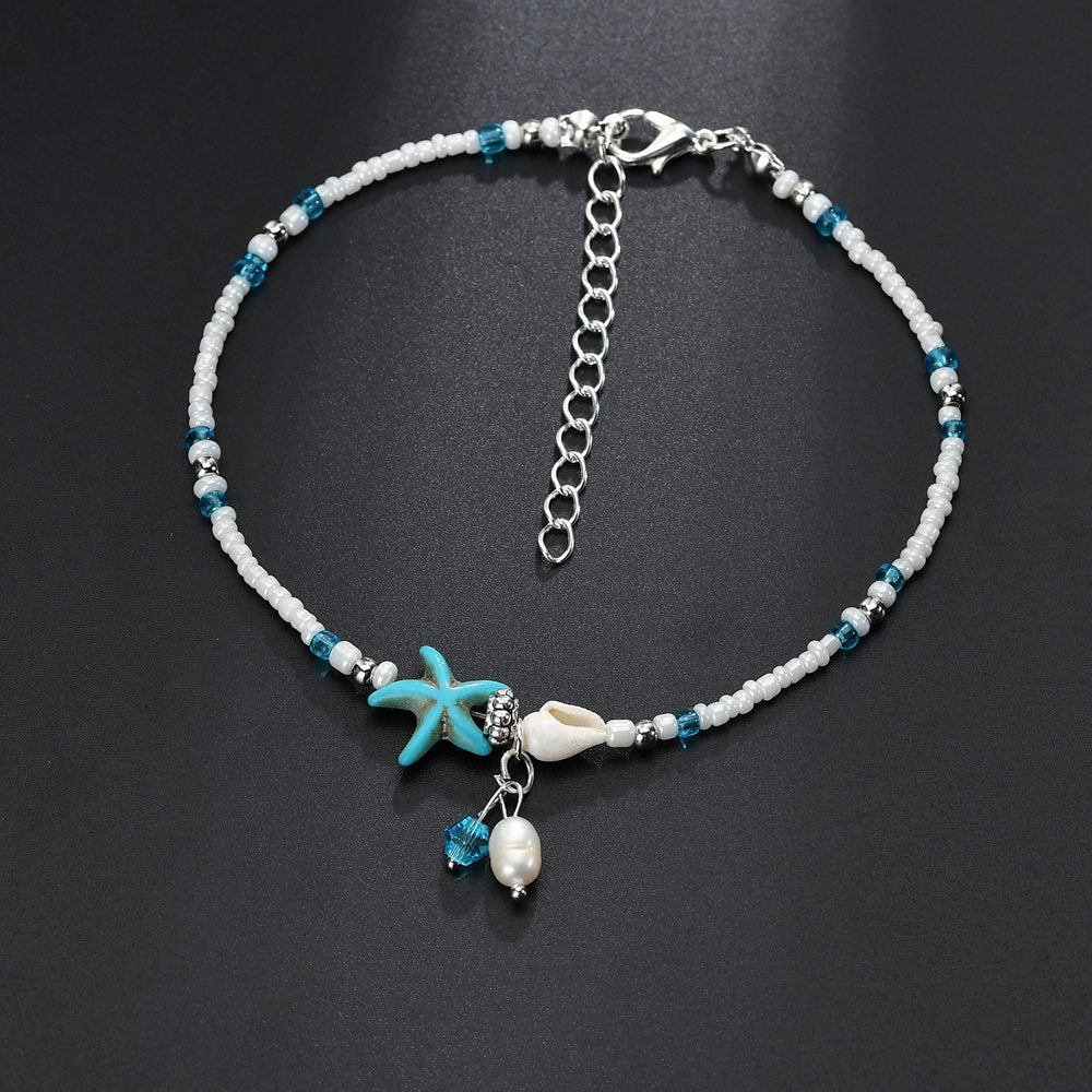 Starfish shell beach anklet