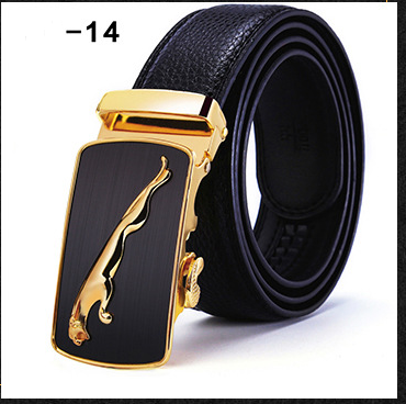 Two-layer leather belt business men's smooth automatic buckle leather belt