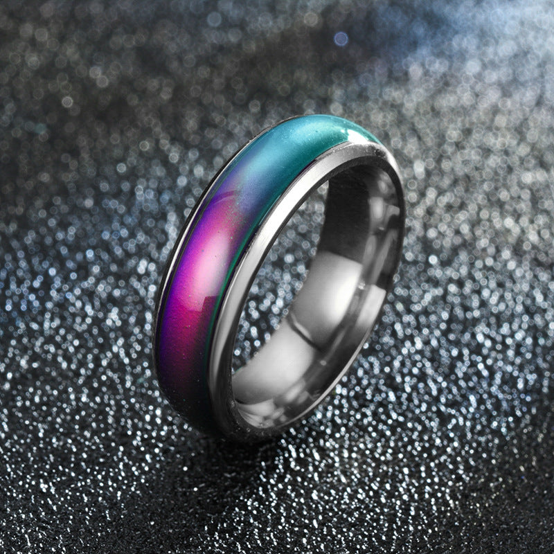 Color Changing Rings Stainless Steel Ring Mood Emotion Feeling Temperature Rings For Women Men Couples Rings