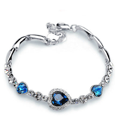 Heart-shaped Heart Zircon Crystal Diamond Bracelet