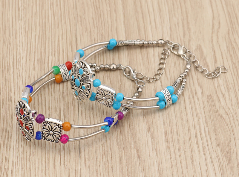 Beads double row beads bracelet