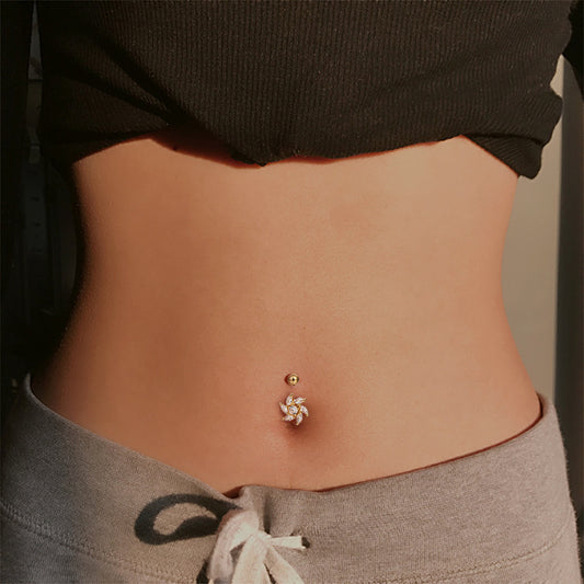 Diamond Flower Belly Button Nail African Navel Ring