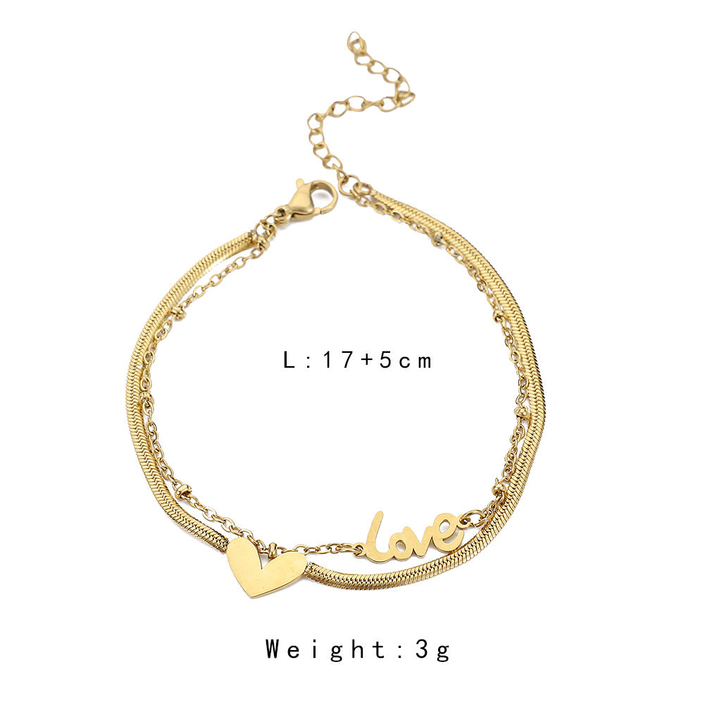 Lightweight Luxury Niche Heart-shaped Chain Titanium Steel Bracelet