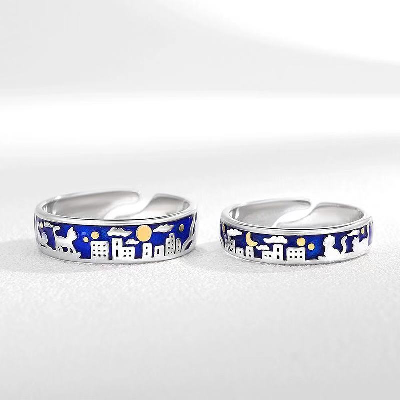 A Pair Of Niche Original Design Couple Rings