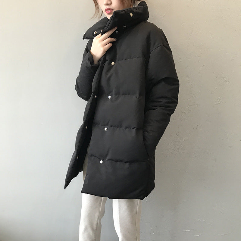 Cotton padded women's long and loose bread jacket