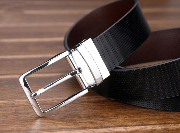 Men's simple retro rotating buckle belt