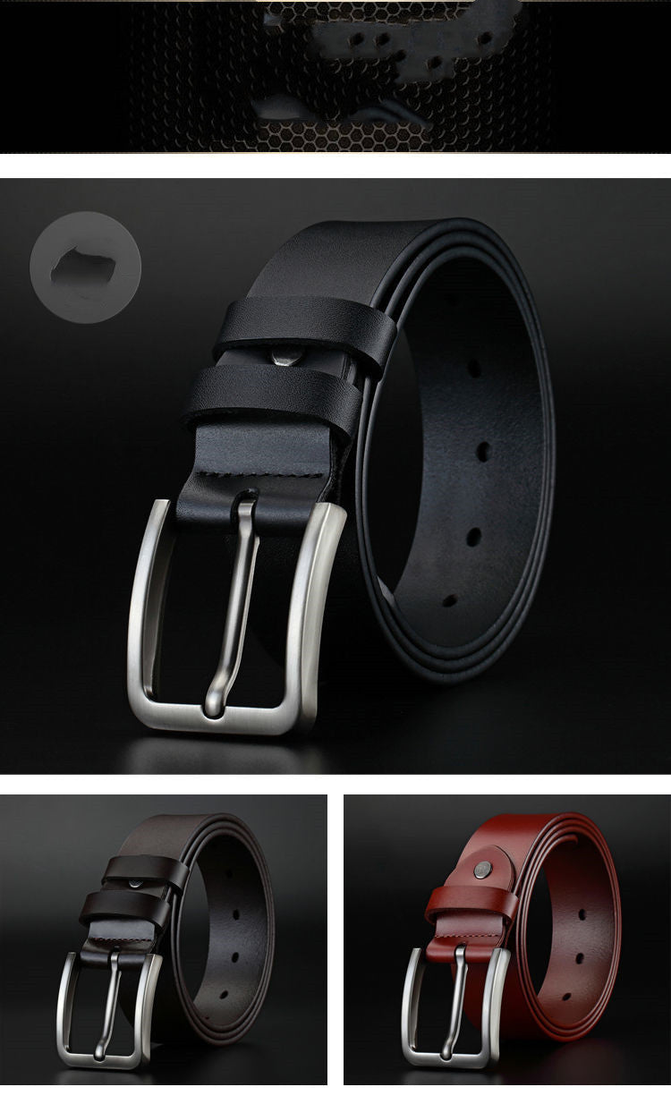 Men's single-layer leather perforated belt