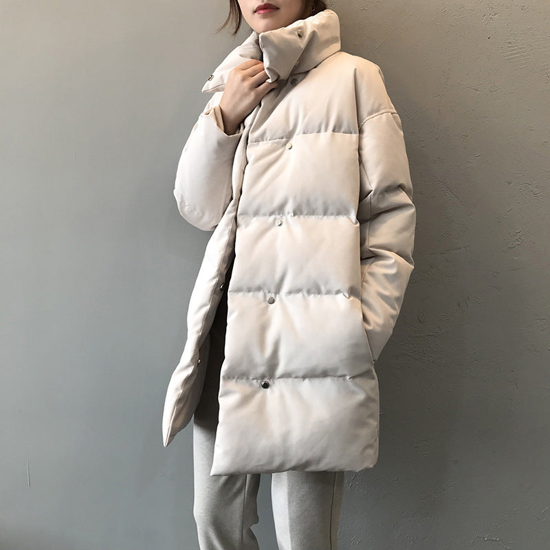 Cotton padded women's long and loose bread jacket