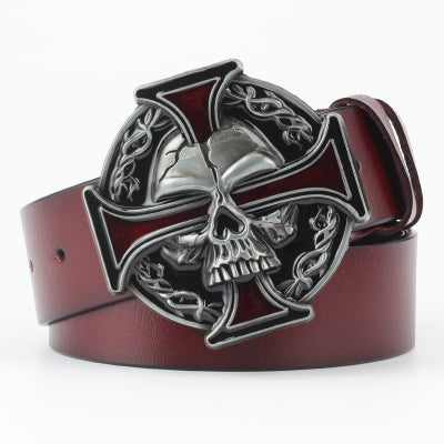 Ghost Head Series Big Strap Casual Taro Decorative Belt Leather