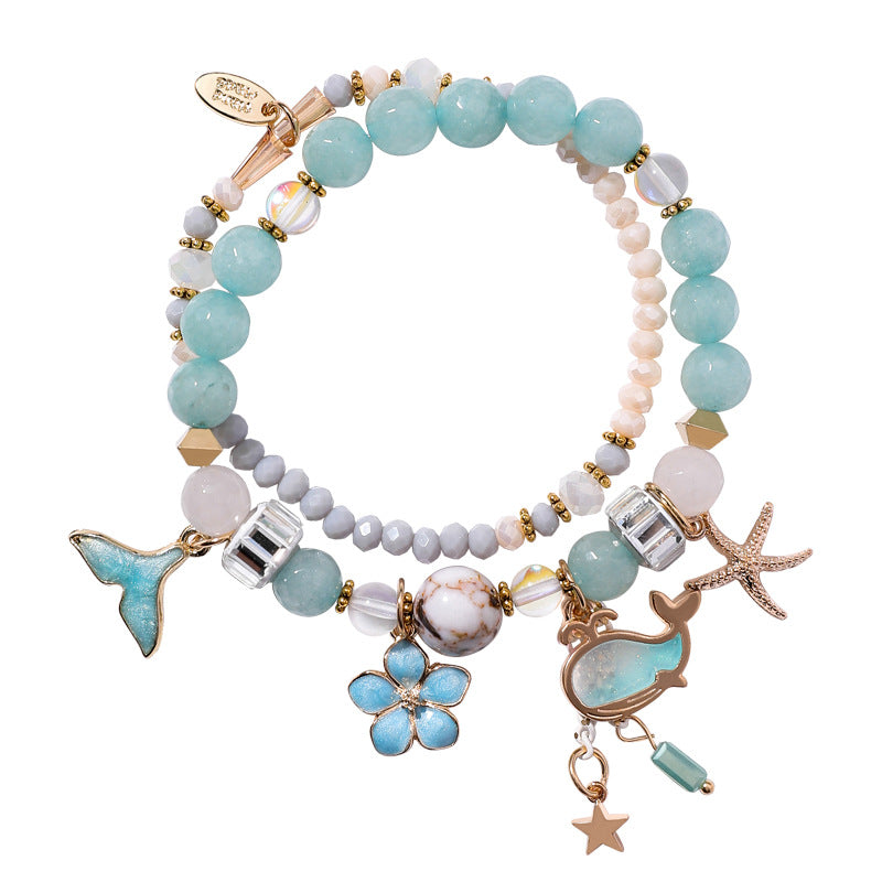 Whale tail bracelet double elastic personality retro flower starfish national wind jewelry