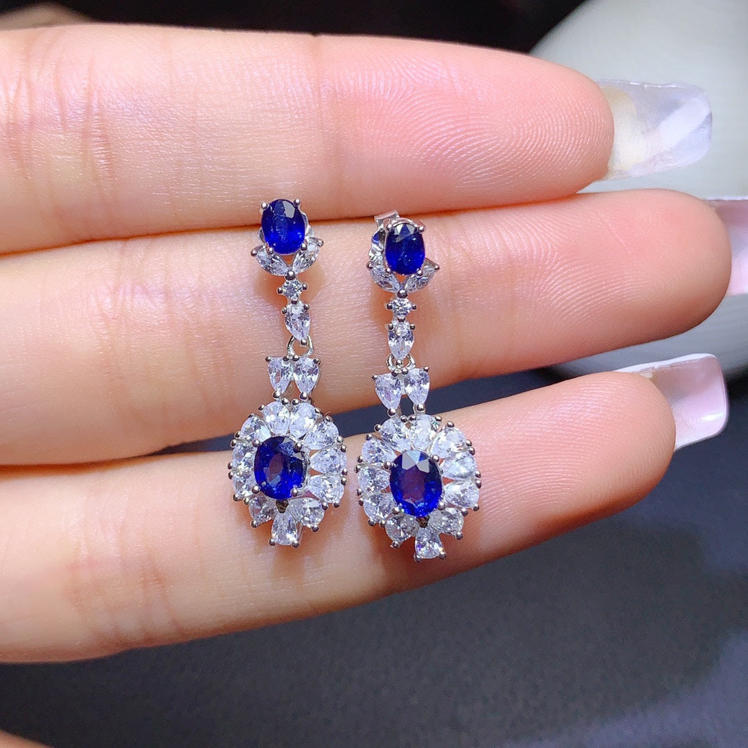 Natural Sri Lanka Sapphire Earrings Earrings Crystals