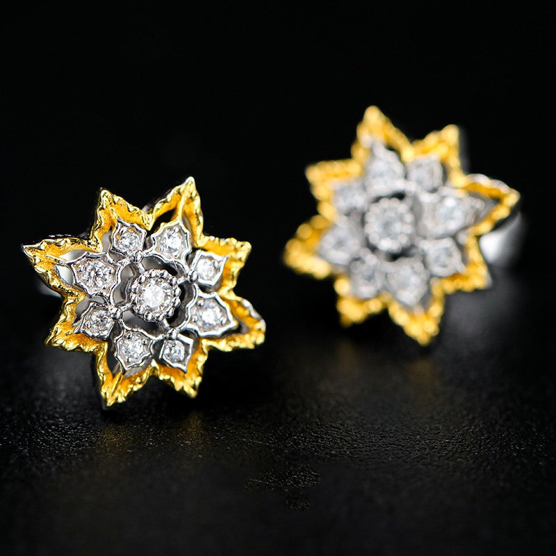 Vintage Sparkling Zircon Earrings S925 Silver Gold-plated