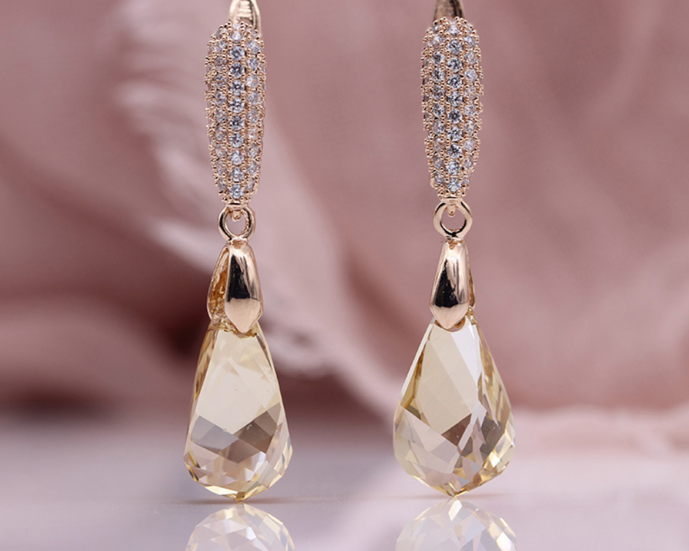 Champagne Austrian crystal earrings women