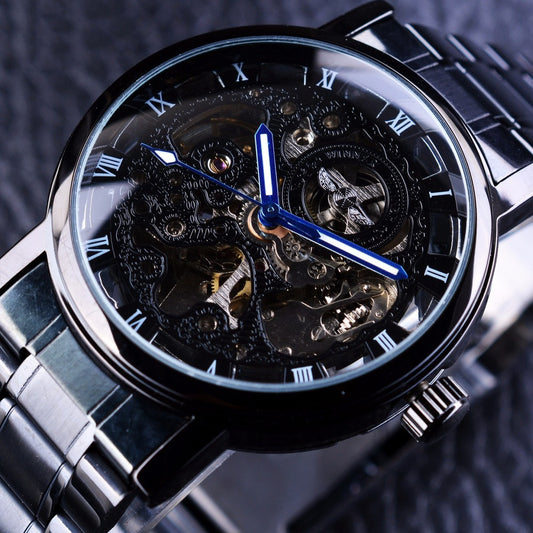 Automatic Hollow Mechanical Watch Men's Roman Retro Watch