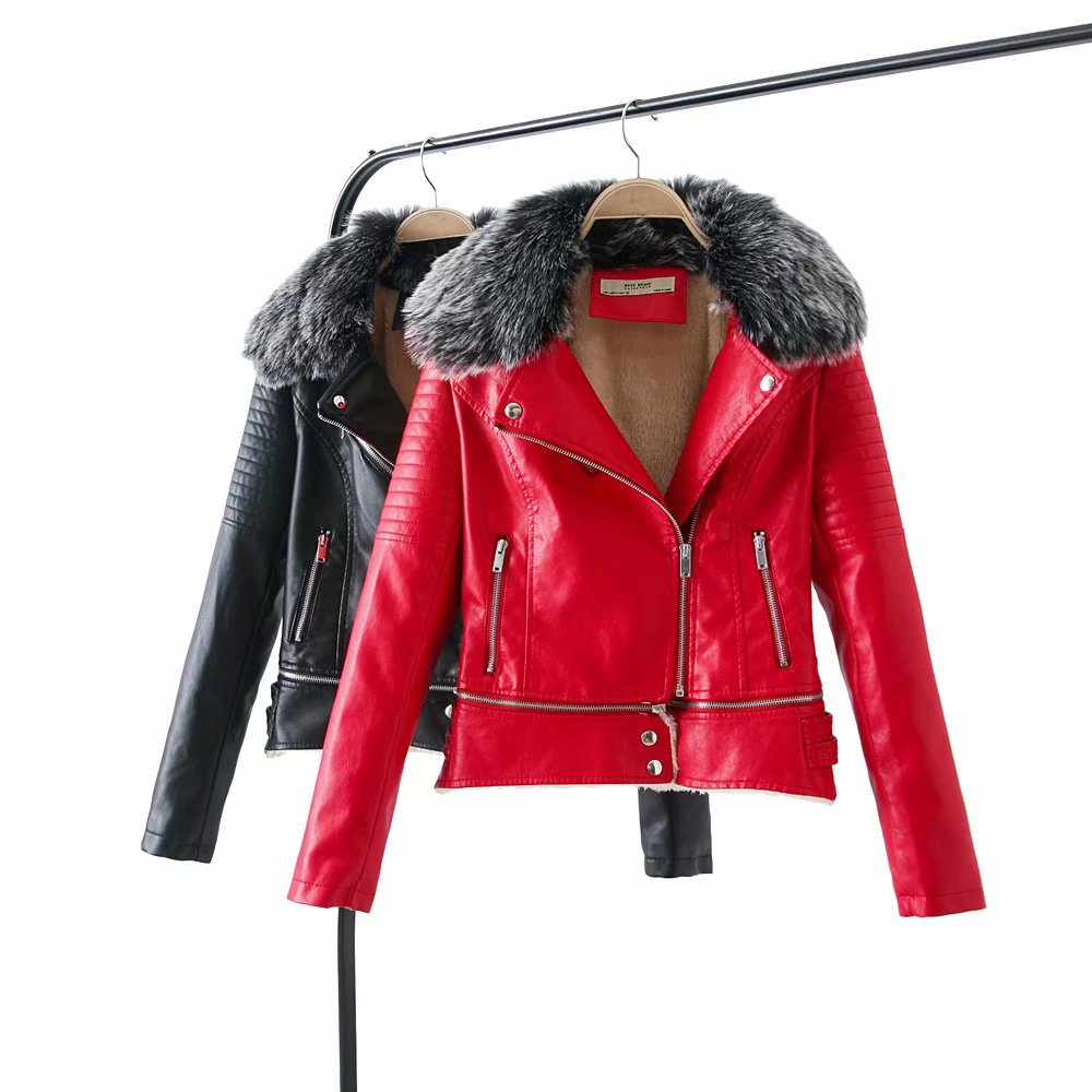 Fur Collar Leather Jacket