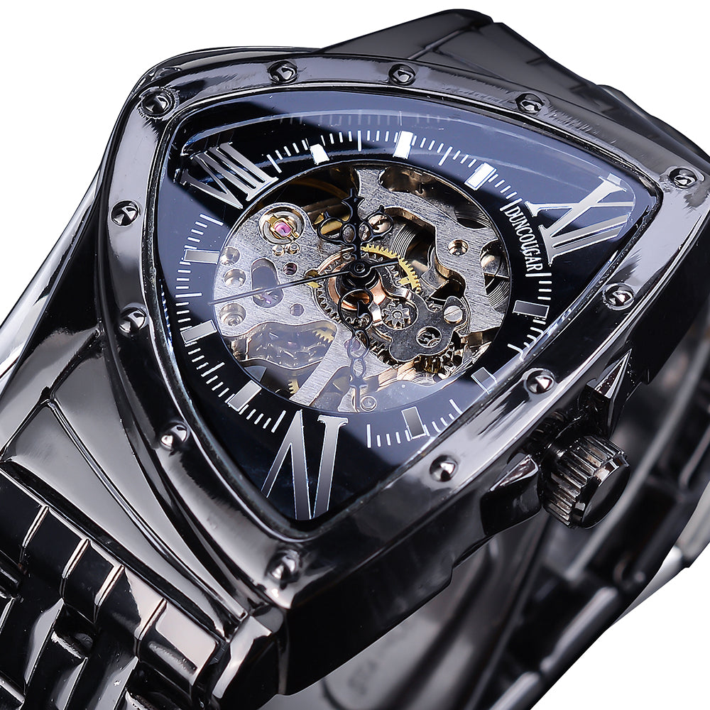 hollow-out feature triangle mechanical watch