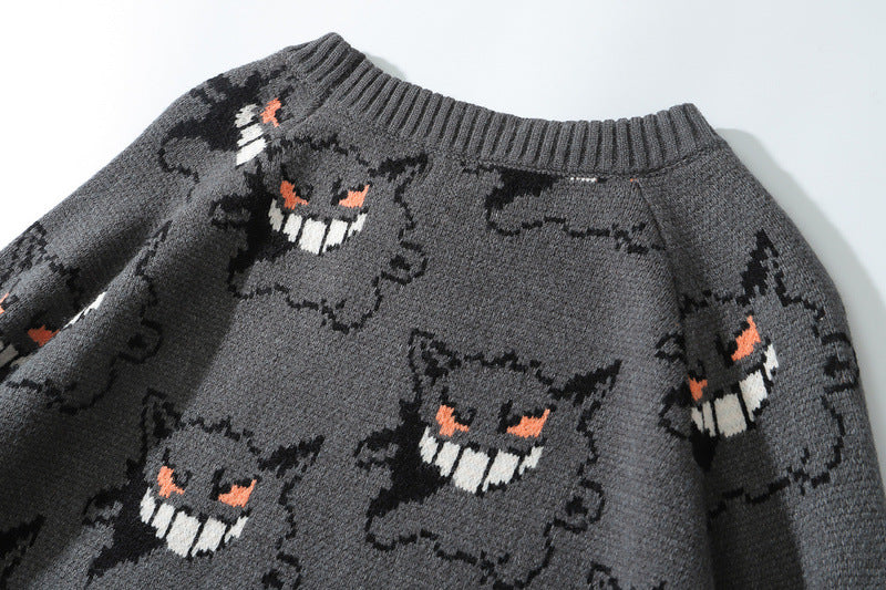 Japanese street cartoon devil sweater