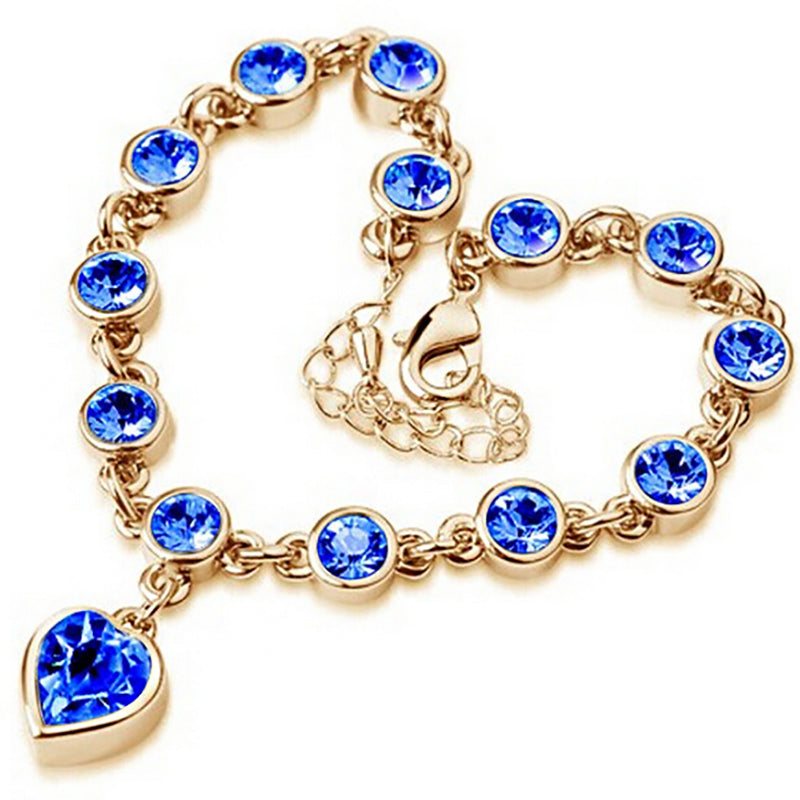 Crystal peach heart sparkling diamond all-match bracelet