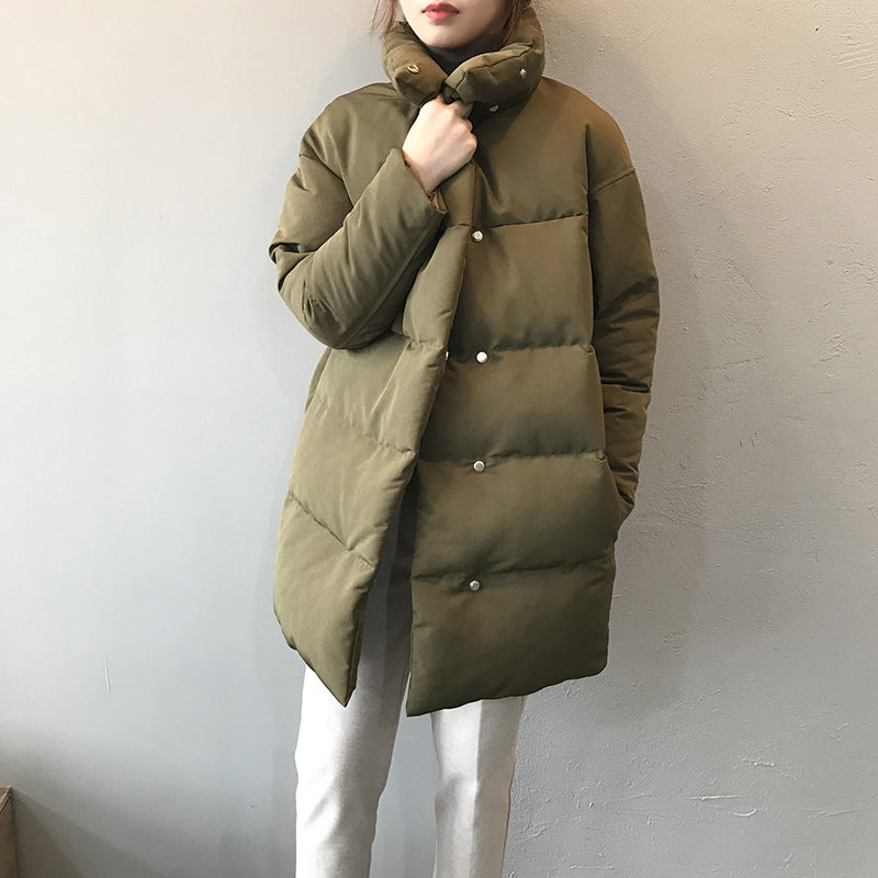 Cotton padded women's long and loose bread jacket