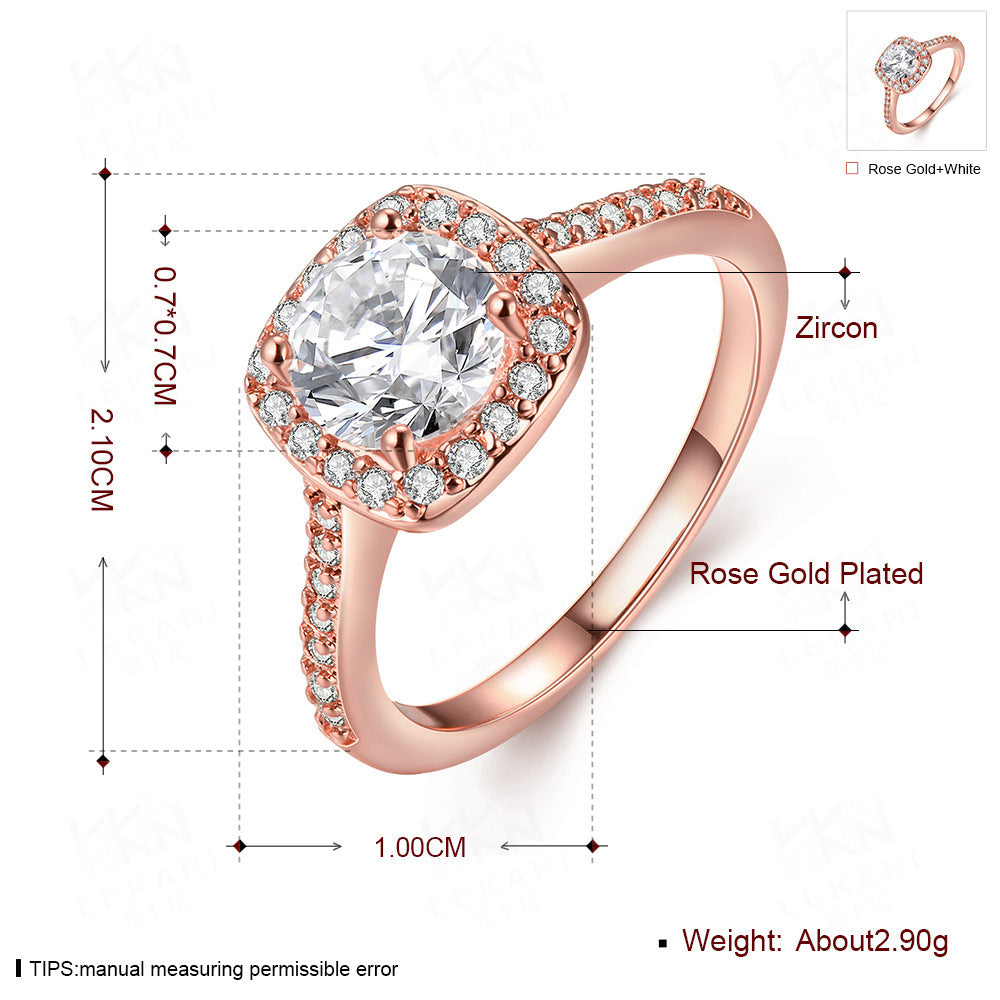 Rose Gold Ring Women European And American Fashion Zircon And Diamond Jewelry