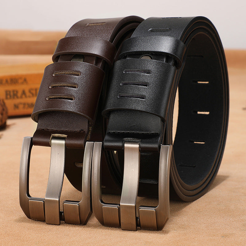 Men's Buckle Jeans Cowhide Leather Belt