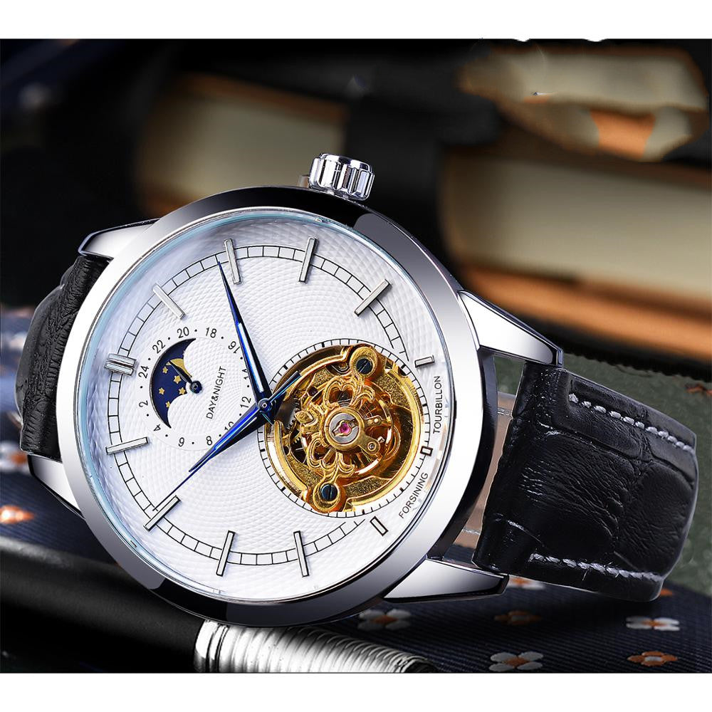 Men's casual hollow mechanical watch