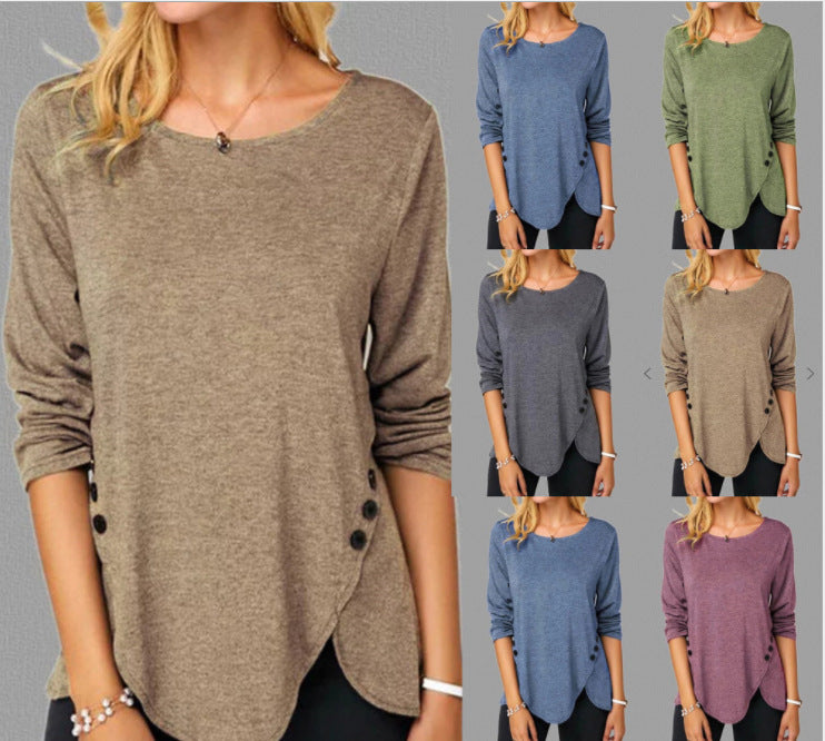 Long sleeve T-shirt with irregular hem