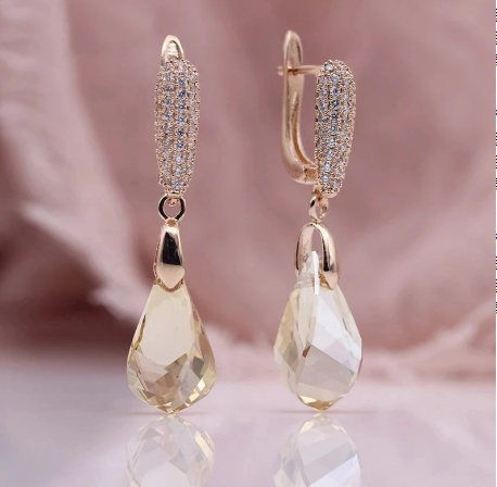 Champagne Austrian crystal earrings women