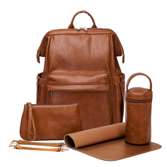 Leather mommy backpack