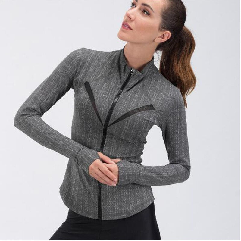 Slim Fit Zipper Stand Collar Exercise Yoga Suit Jacket