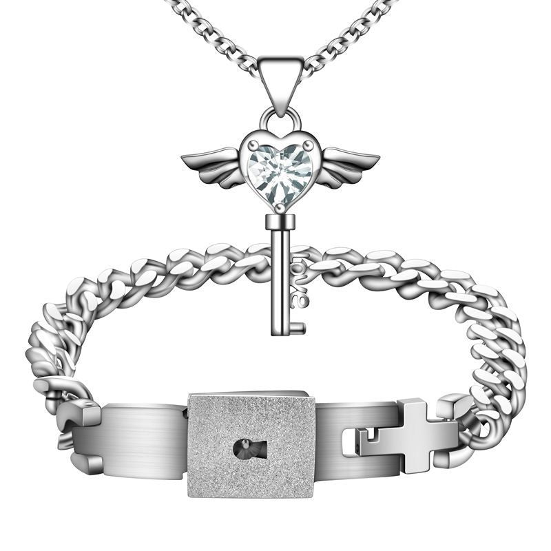 Concentric Lock Bracelet Necklace Set
