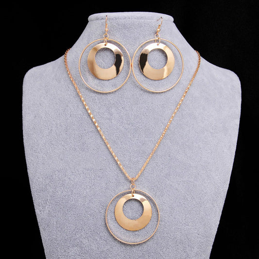 Creative round earring necklace set